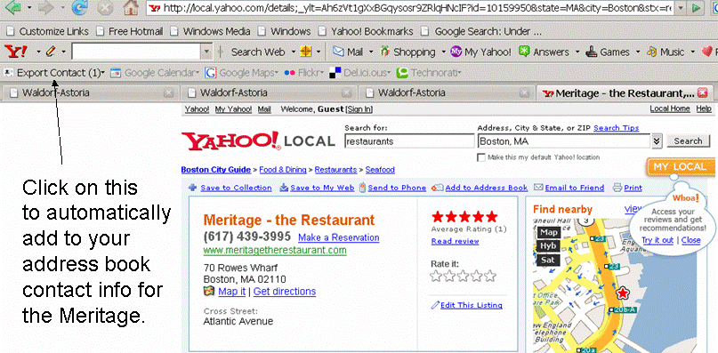 Yahoo! Local display of Meritage information