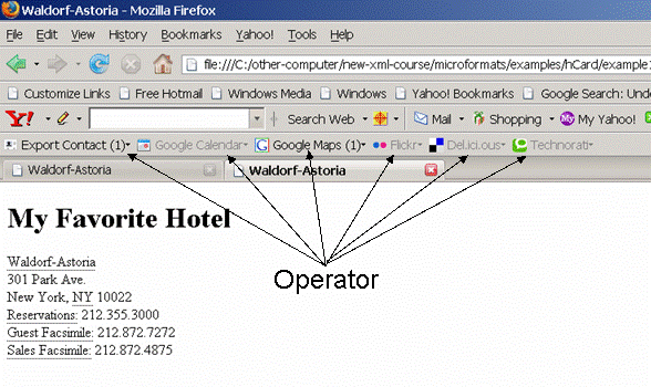 Operator toolbar